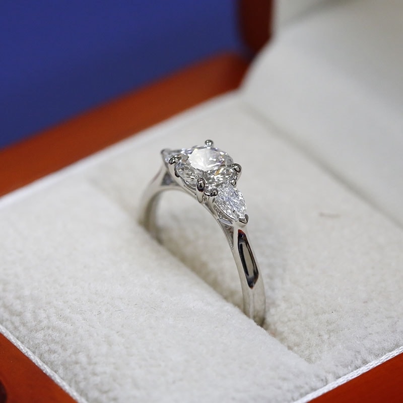 Pear Cut Shoulder Stones Lab Grown Diamond Engagement Ring view 8