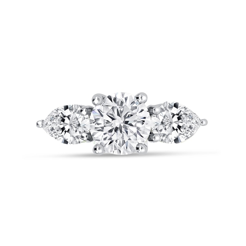 Pear Cut Shoulder Stones Lab Grown Diamond Engagement Ring