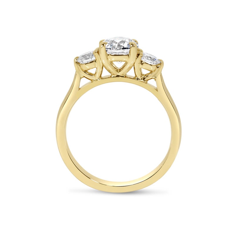 Round Shape Lab Grown Diamond Trilogy Engagement Ring view 5