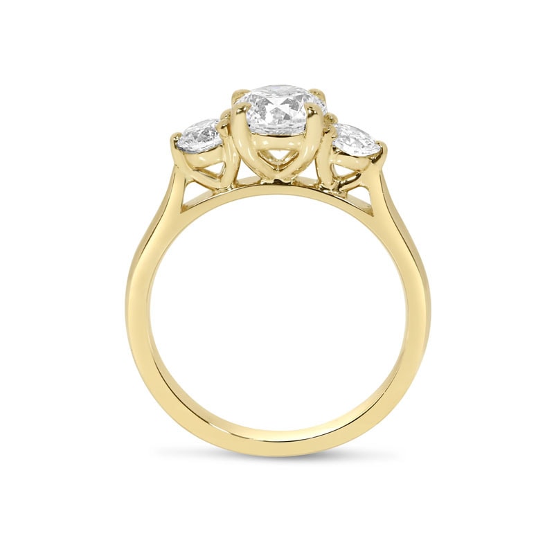 Round Shape Lab Grown Diamond Trilogy Engagement Ring view 3