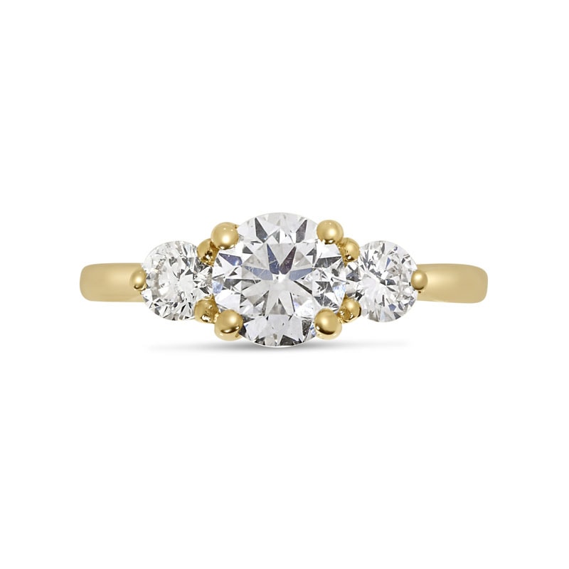 Round Shape Lab Grown Diamond Trilogy Engagement Ring view 1