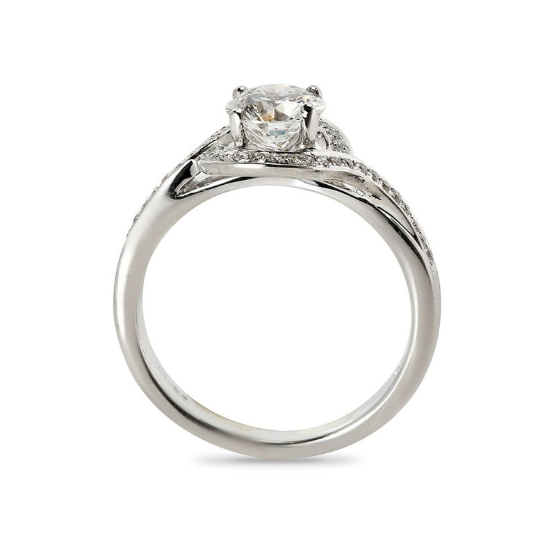 Round Shape Diamond Twist Halo Engagement Ring view 3