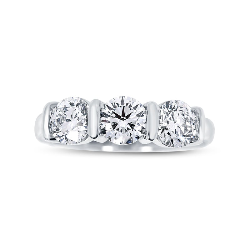 Tension Set Round Trilogy Engagement Ring view 1