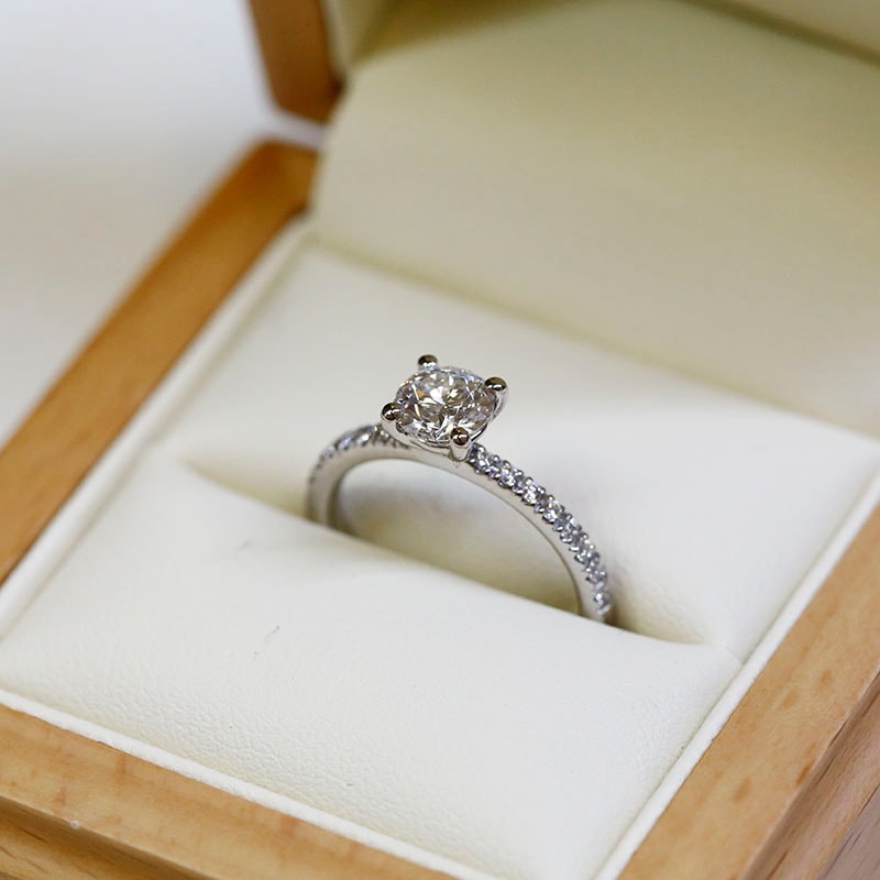Round Shape High Setting Lab Grown Diamond Engagement Ring view 6