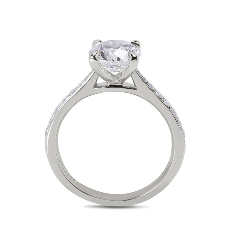 Floating Round Shape Lab Grown Diamond Pave Engagement Ring view 3