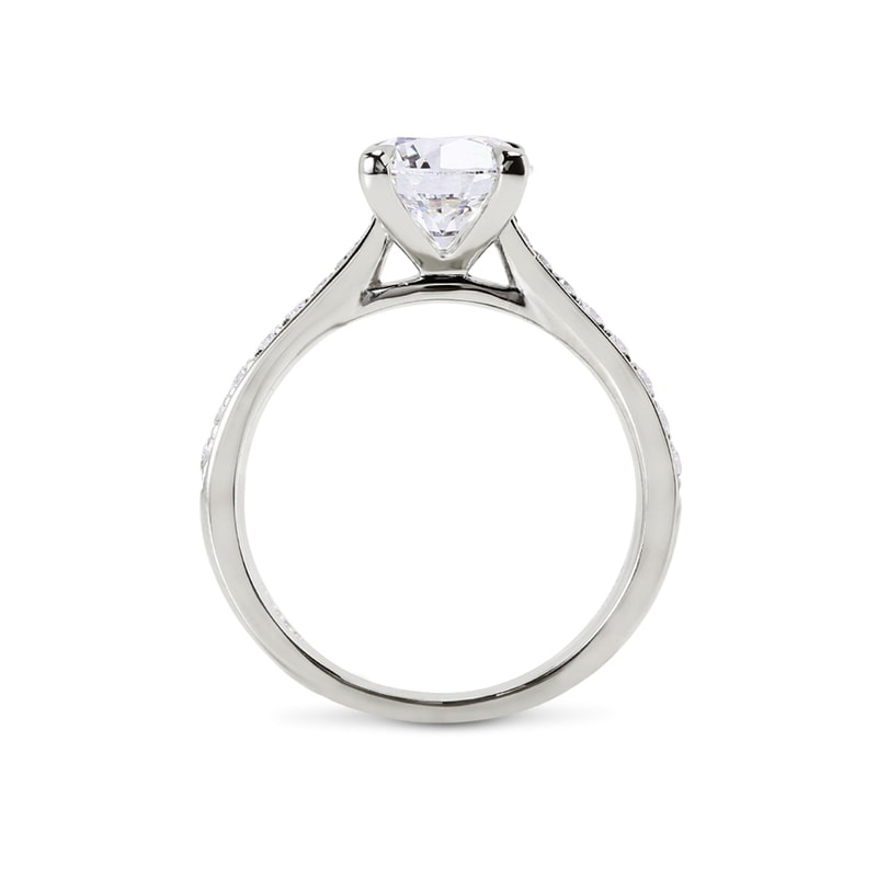 Floating Round Shape Diamond Pave Engagement Ring view 5
