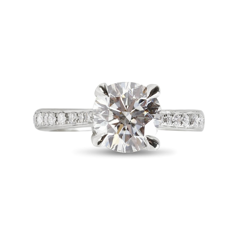 Floating Round Shape Diamond Pave Engagement Ring view 1