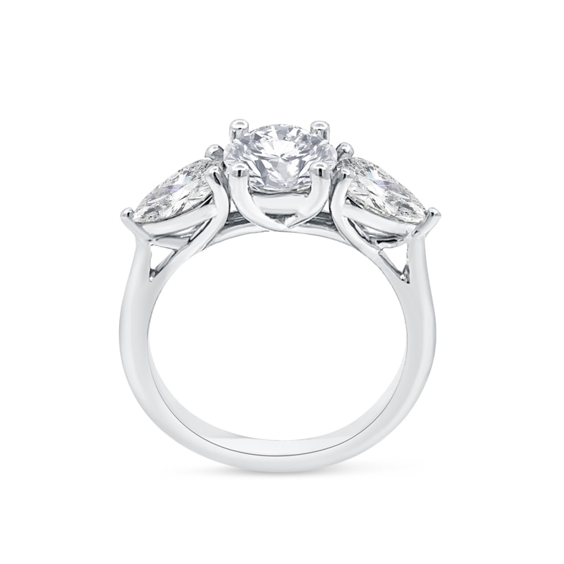 Round Shape and Pear Side Stones Diamond Engagement Ring view 3