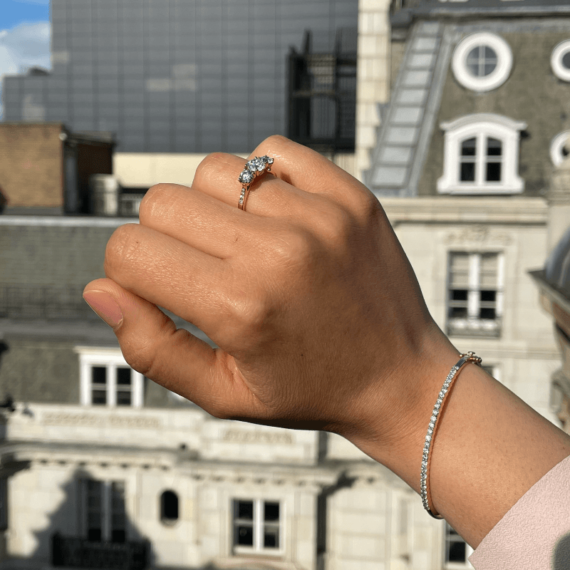 Round Brilliant Trilogy Diamond Engagement Ring view 6