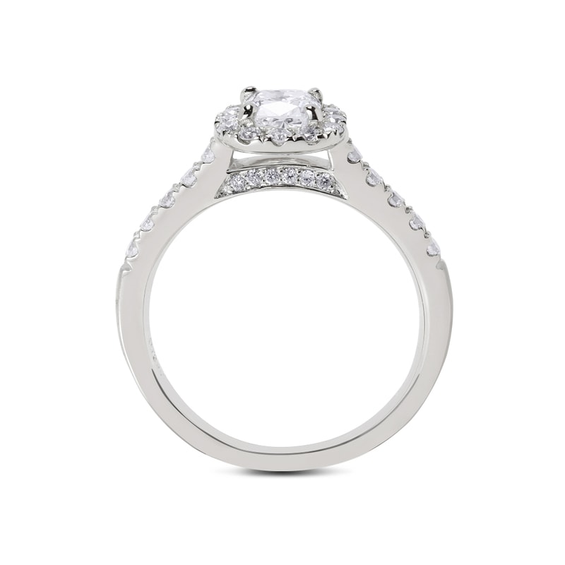 Round Shape Lab Grown Diamond Cushion Halo Engagement Ring view 3