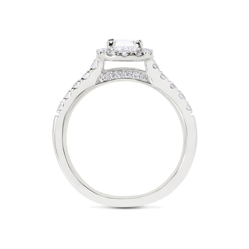 Round Shape Lab Grown Diamond Cushion Halo Engagement Ring view 5