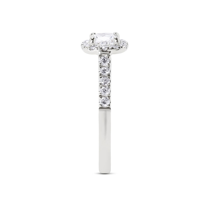 Round Shape Lab Grown Diamond Cushion Halo Engagement Ring view 4