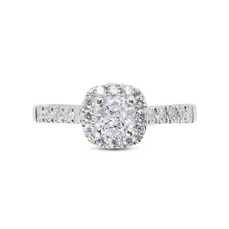 Round Shape Lab Grown Diamond Cushion Halo Engagement Ring view 1