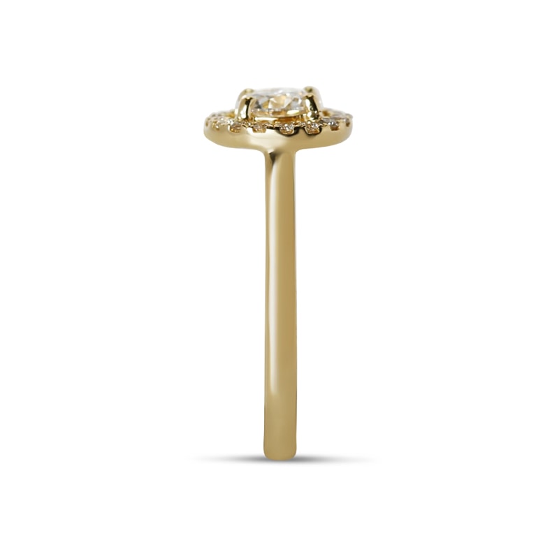 Yellow Gold Round Shape Lab Grown Diamond Halo Engagement Ring view 4