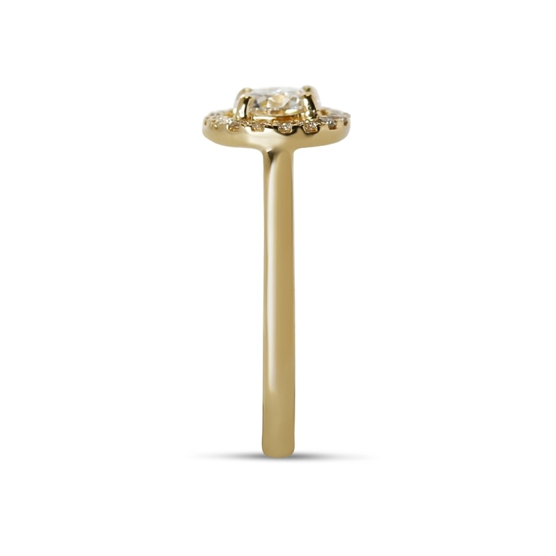 Yellow Gold Round Shape Diamond Halo Engagement Ring view 4