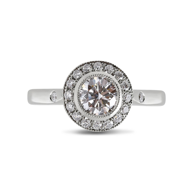 Vintage Diamond Round Shape Halo Engagement Ring view 1