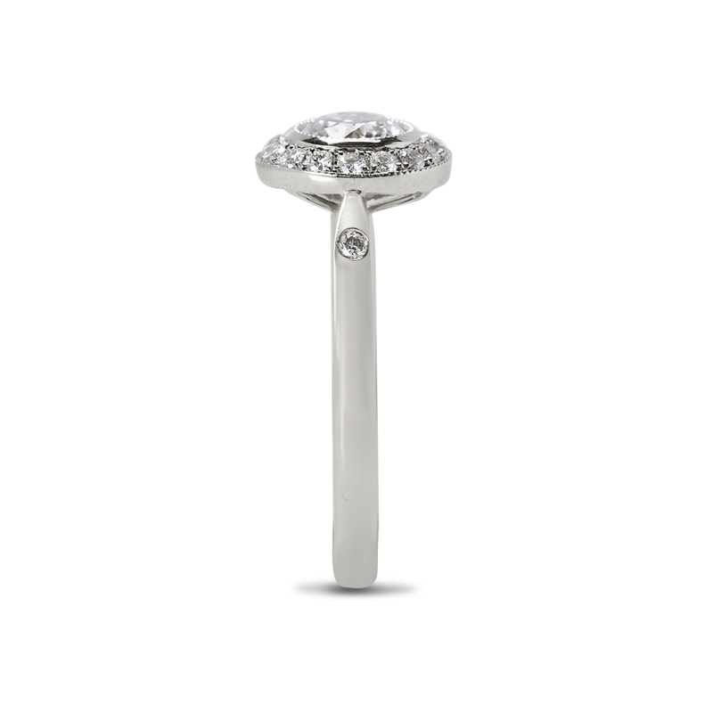 Vintage Diamond Round Shape Halo Engagement Ring view 4