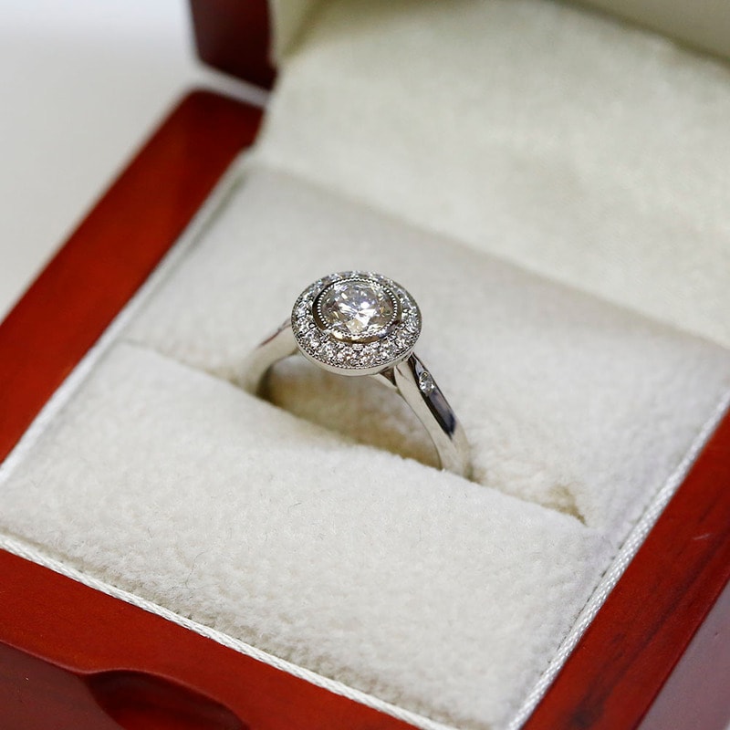 Vintage Diamond Round Shape Halo Engagement Ring view 6