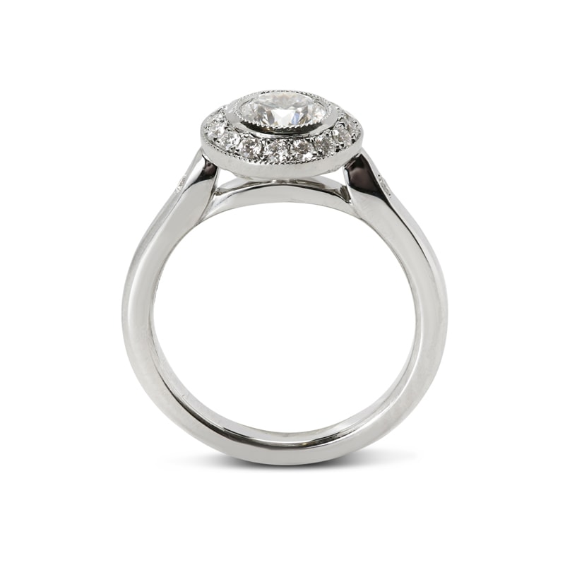 Vintage Round Shape Lab Grown Diamond Halo Engagement Ring view 3