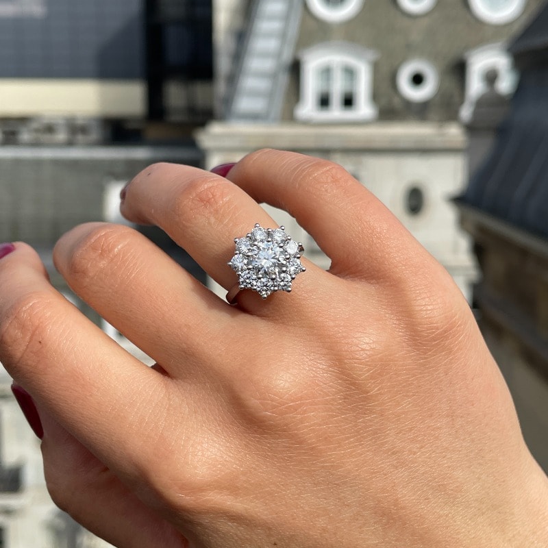 10 Stone Cluster Diamond Engagement Ring view 6