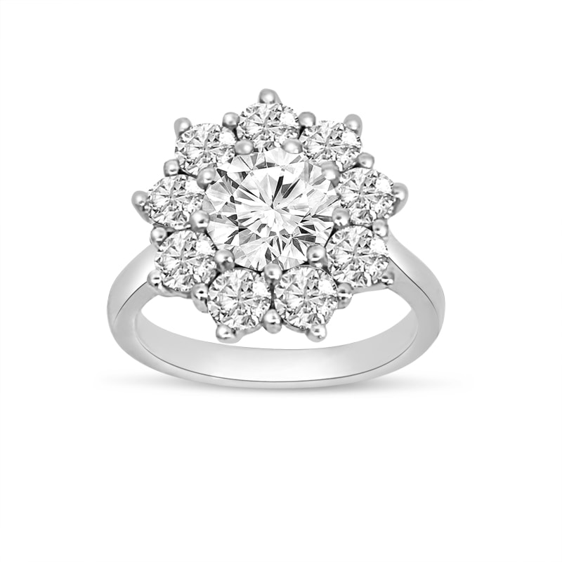 10 Stone Cluster Diamond Engagement Ring view 5