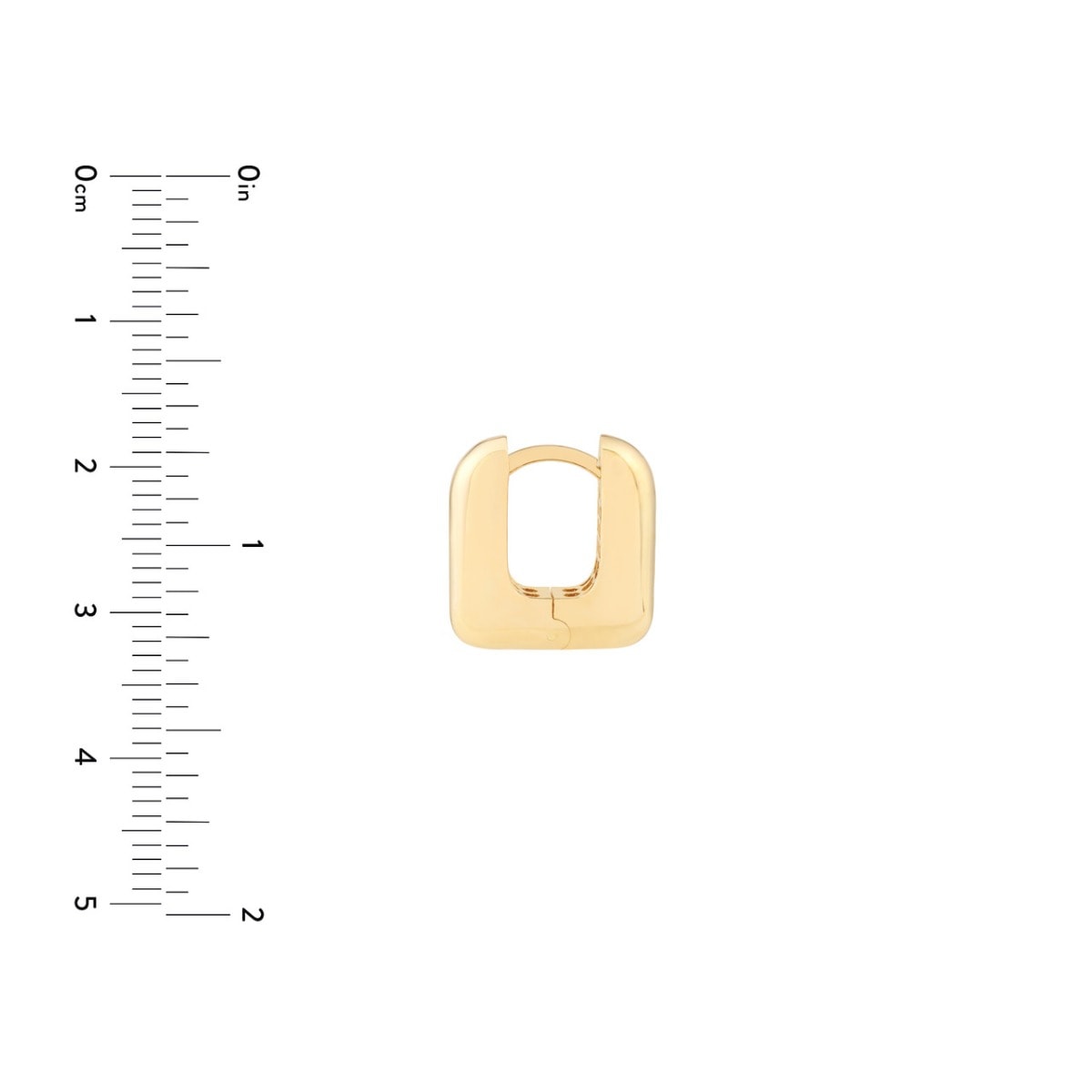 Rounded Square Gold Huggie Earrings view 5
