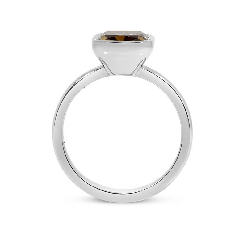 Lab Grown Yellow Brownish Cushion Platinum Diamond Engagement Ring view 5