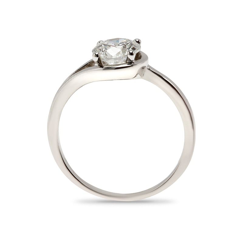 Round Rub Over Design Diamond Engagement Ring view 3
