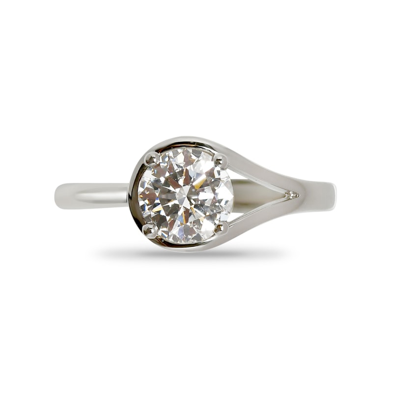 Round Rub Over Design Diamond Engagement Ring view 1