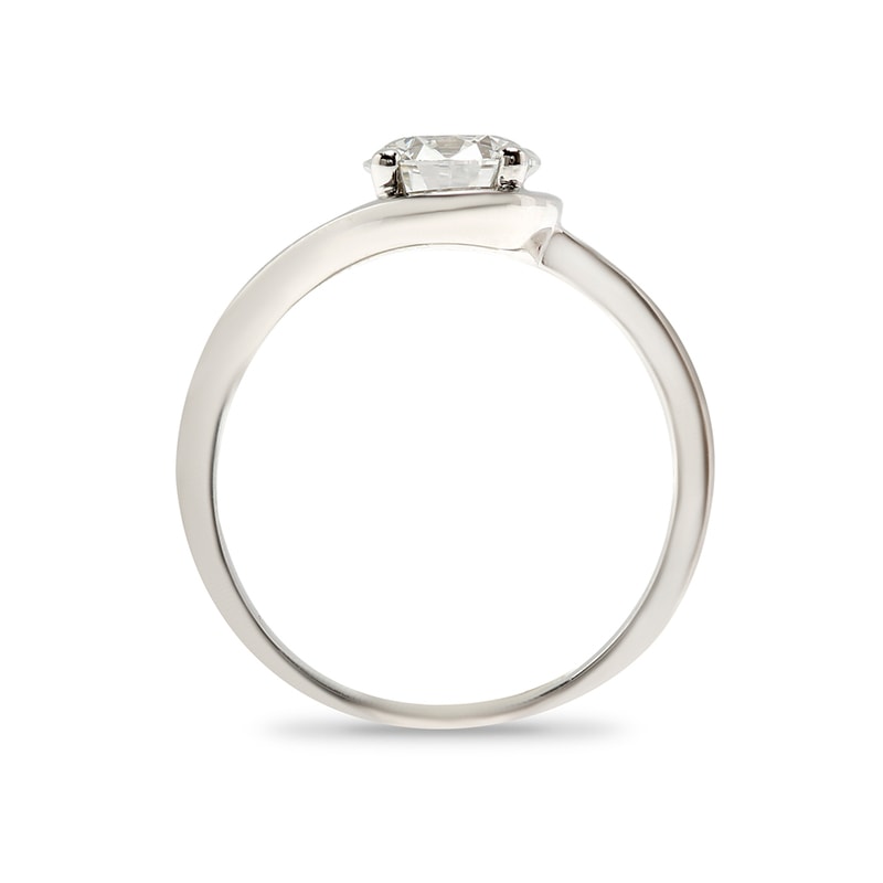 Round Rub Over Design Diamond Engagement Ring view 5