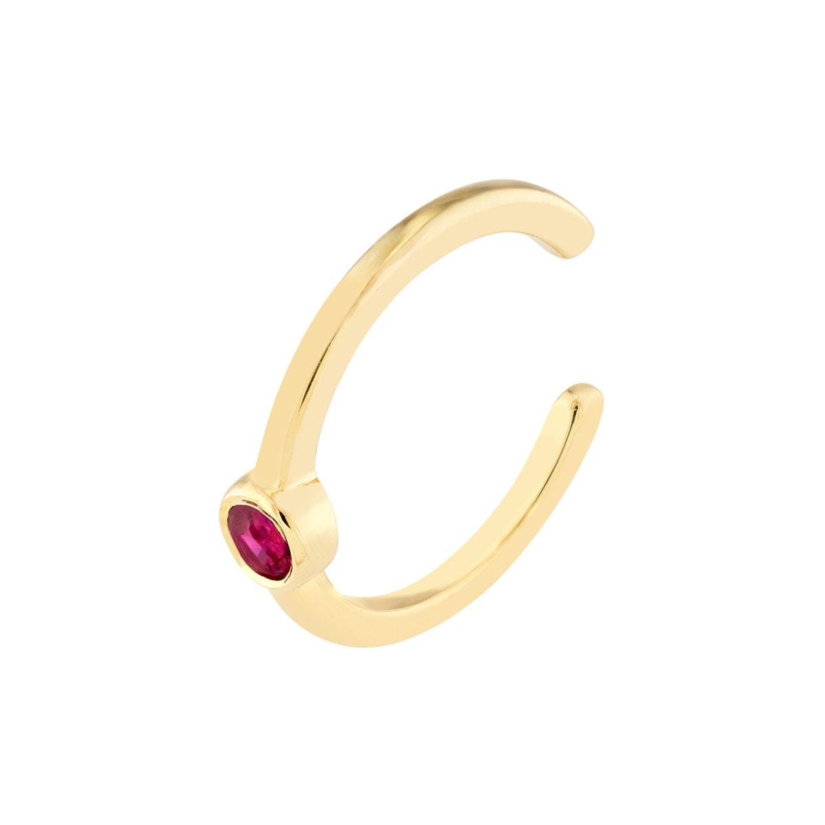 Ruby Bezel Gold Ear Cuff view 3