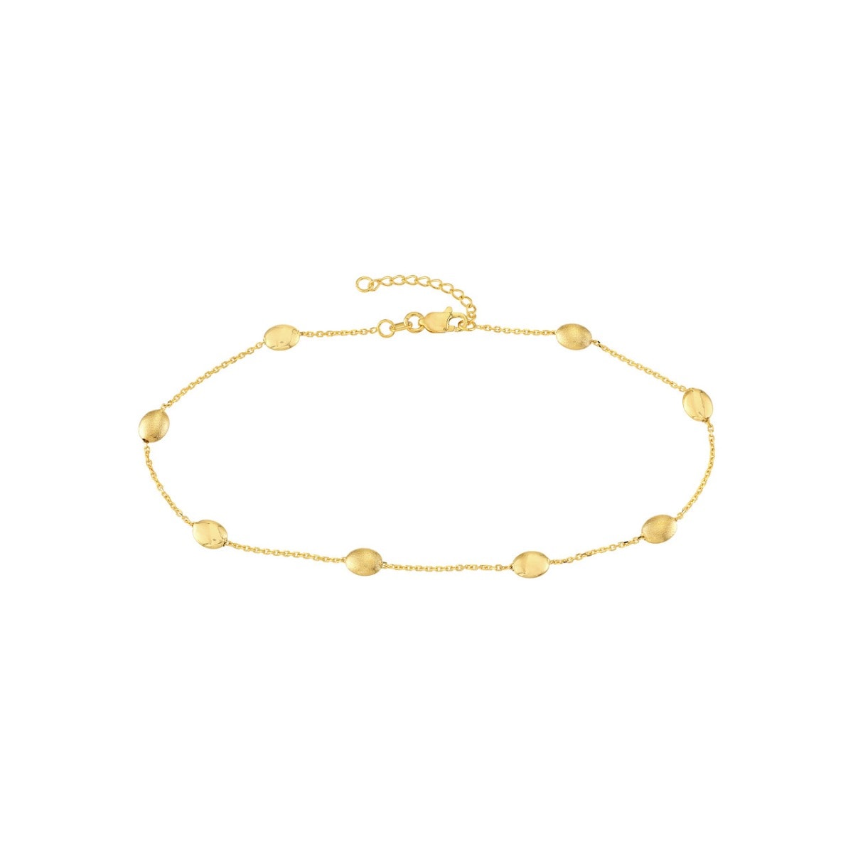 Satin and Polished Coffee Bean Adj Gold Anklet view 1
