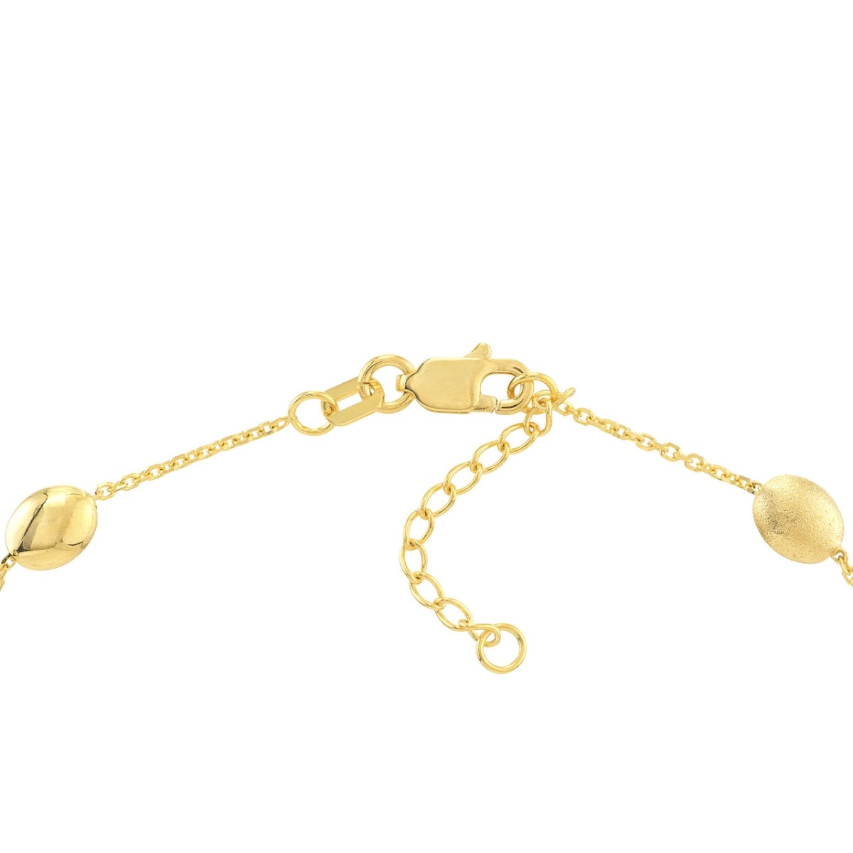 Satin and Polished Coffee Bean Adj Gold Anklet view 4