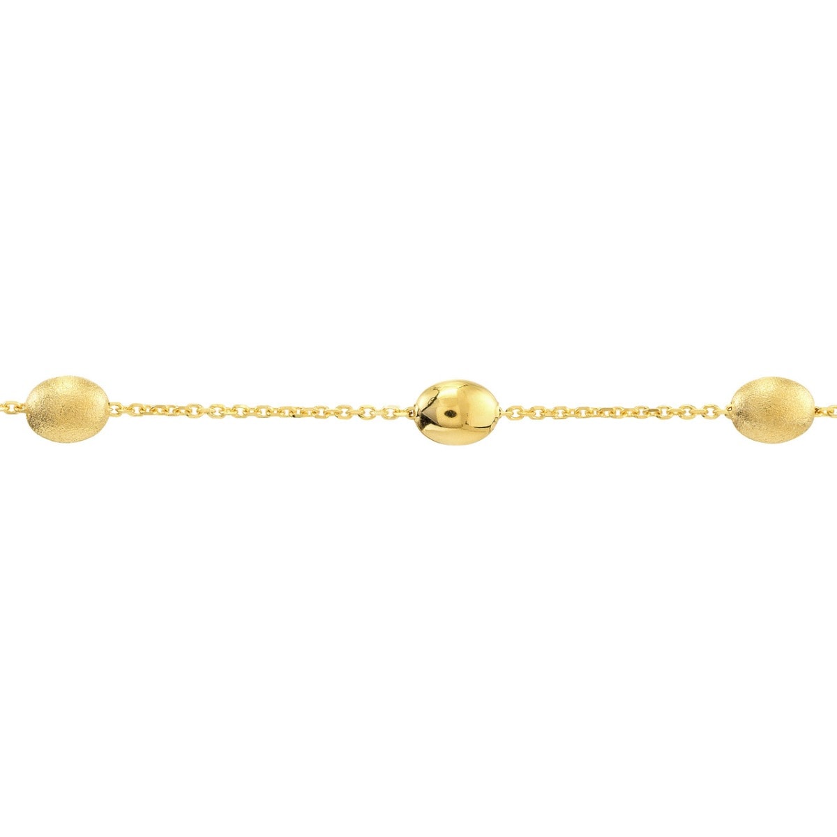 Satin and Polished Coffee Bean Adj Gold Anklet view 3