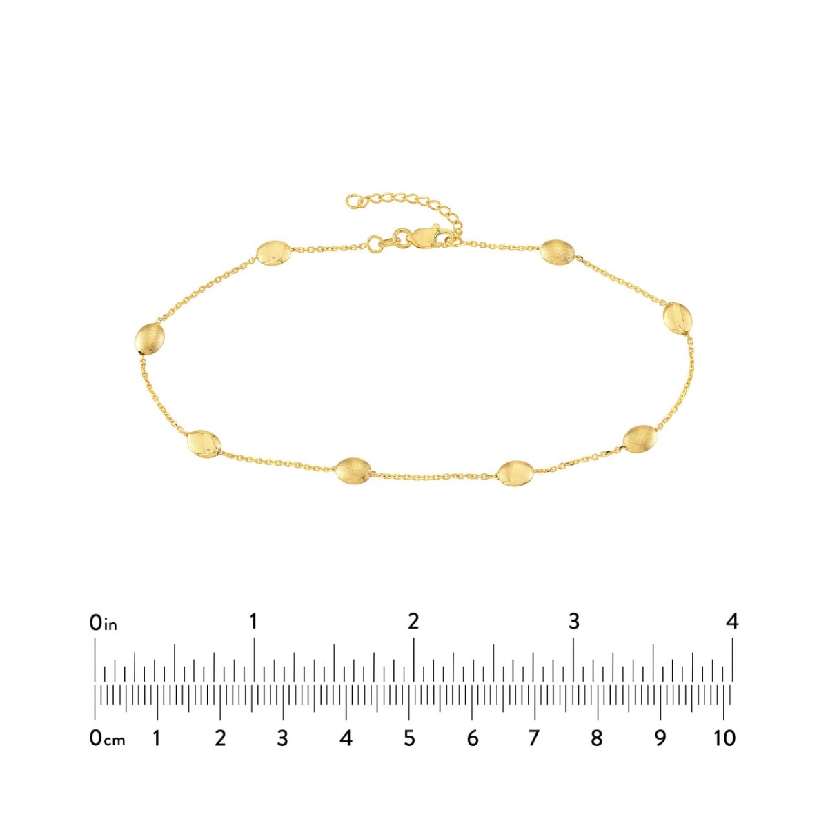 Satin and Polished Coffee Bean Adj Gold Anklet view 5