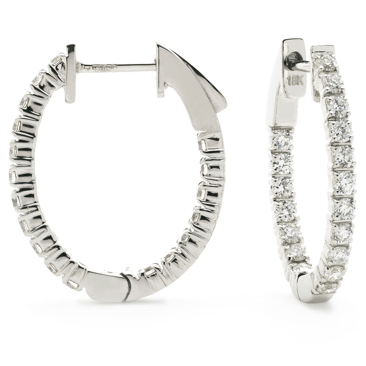 Round Shape Claw Hoops Diamond Earrings view 1
