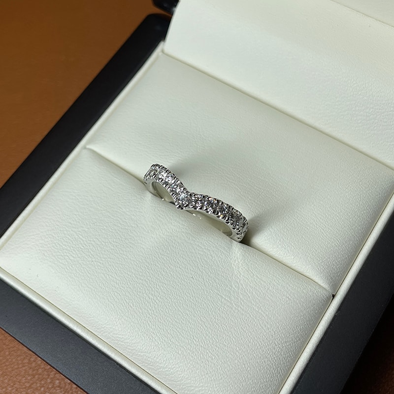 Shaped V Micro Set Diamond Wedding Ring view 3
