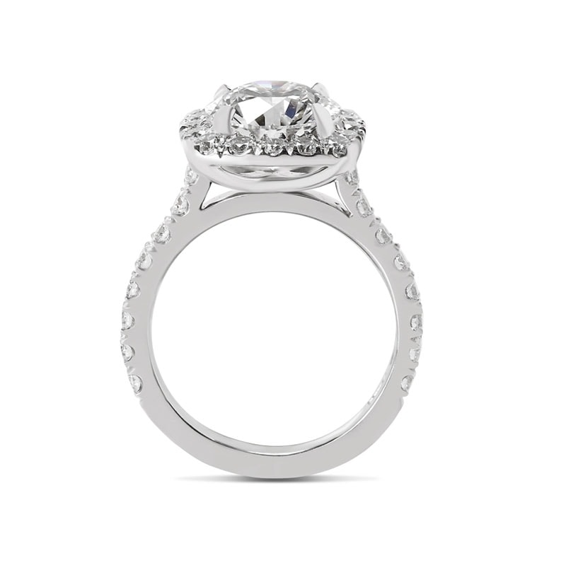 Sharp Corner Halo Round Diamond Engagement Ring view 3