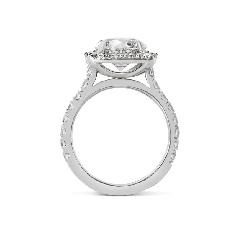 Sharp Corner Halo Round Diamond Engagement Ring view 5
