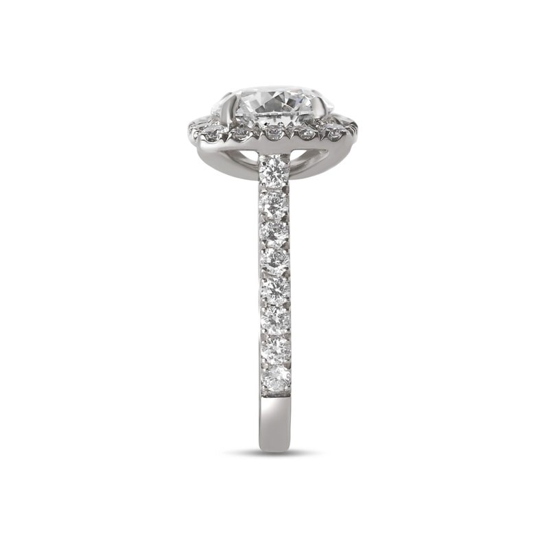 Sharp Corner Halo Round Diamond Engagement Ring view 4
