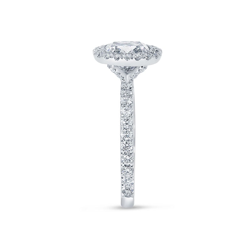 Cushion Shape Hidden Halo Diamond Engagement Ring view 3