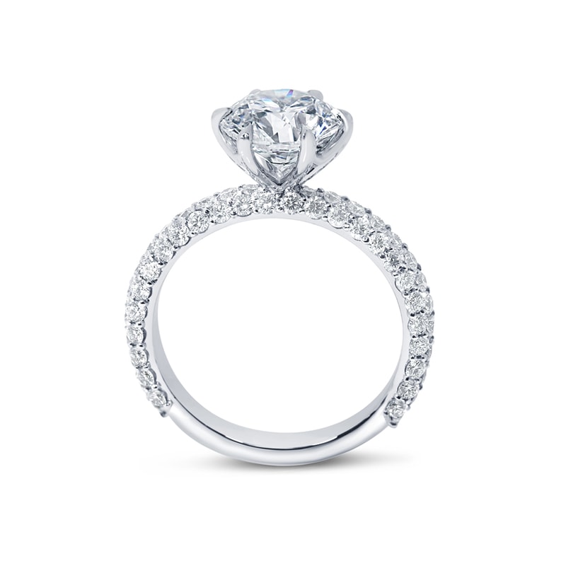 Six Claw 3 Sides Band Setting Round Shape Lab Grown Diamond Engagement Ring view 4