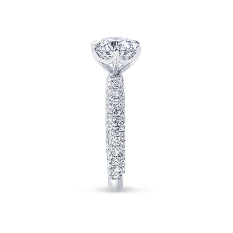 Six Claw 3 Sides Band Setting Round Shape Lab Grown Diamond Engagement Ring view 3