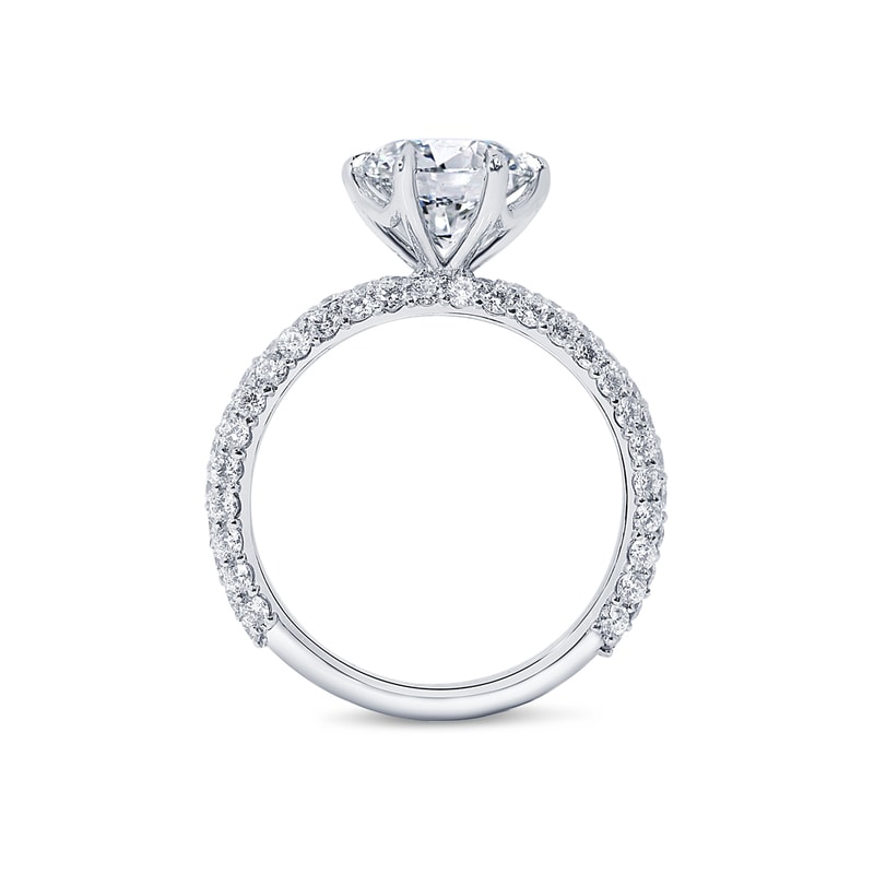 Six Claw 3 Sides Band Setting Round Shape Diamond Engagement Ring view 5