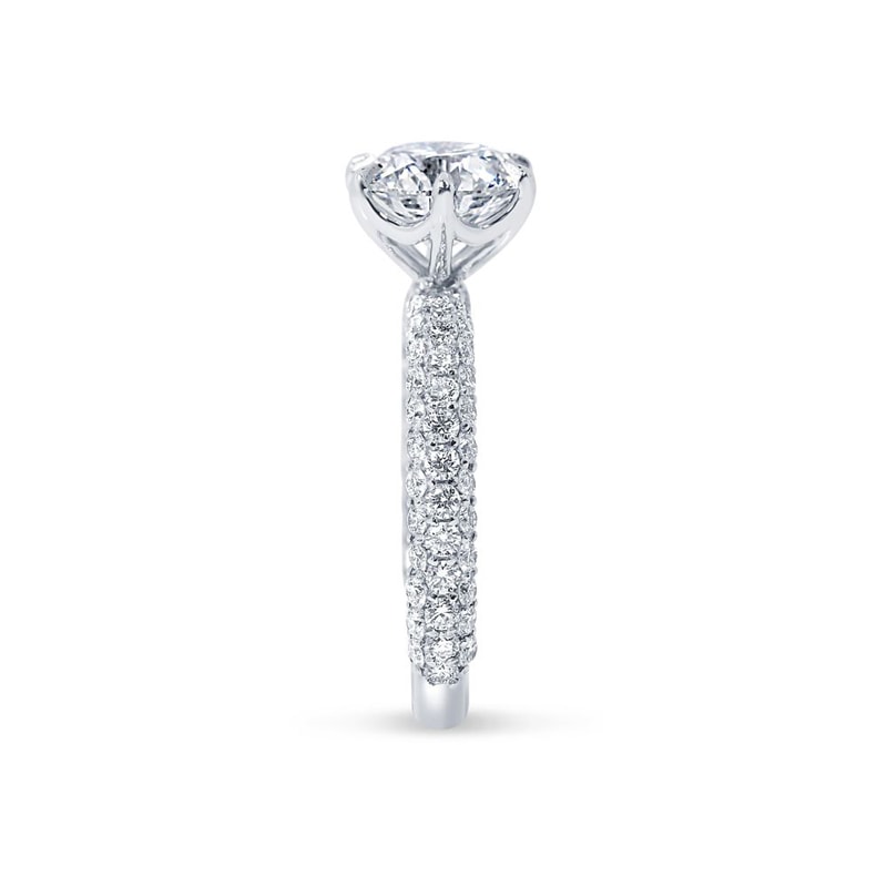 Six Claw 3 Sides Band Setting Round Shape Diamond Engagement Ring view 3