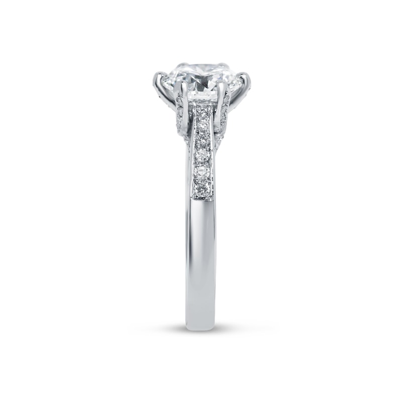 Six Claw Pave Set Collet Round Shape Lab Grown Diamond Engagement Ring view 5