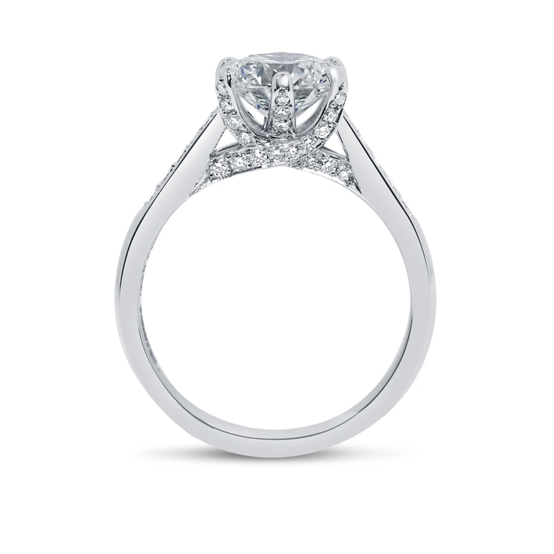 Six Claw Pave Set Collet Round Shape Lab Grown Diamond Engagement Ring view 6