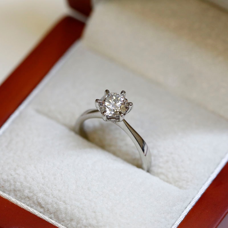 Six Claw Tapered Solitaire Round Lab Grown Diamond Engagement Ring view 6