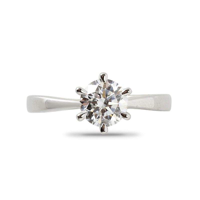 Six Claw Tapered Solitaire Round Lab Grown Diamond Engagement Ring view 1