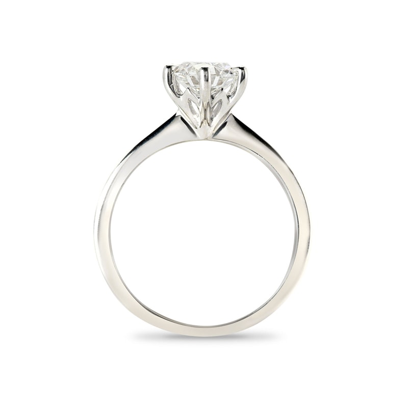 Six Claw Tapered Solitaire Round Lab Grown Diamond Engagement Ring view 5